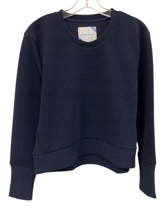 Addison Bay Size Small Navy Blue Long Sleeve Ribbed Logo Embroidery Sweater Navy Blue / Small