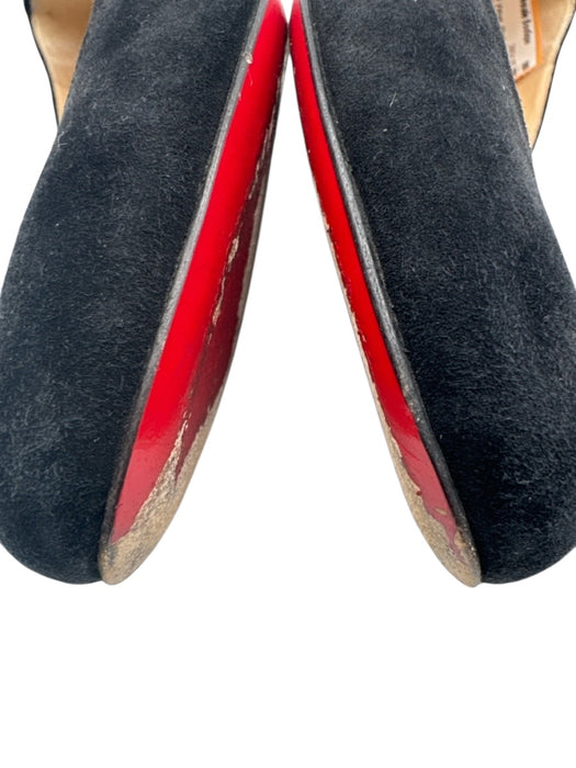 Christian Louboutin Shoe Size 37 Black Leather Suede Almond Toe Wedge Pumps Black / 37