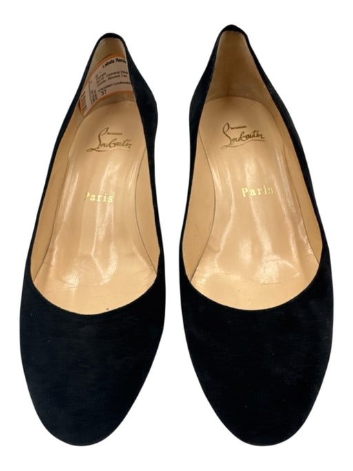 Christian Louboutin Shoe Size 37 Black Leather Suede Almond Toe Wedge Pumps Black / 37