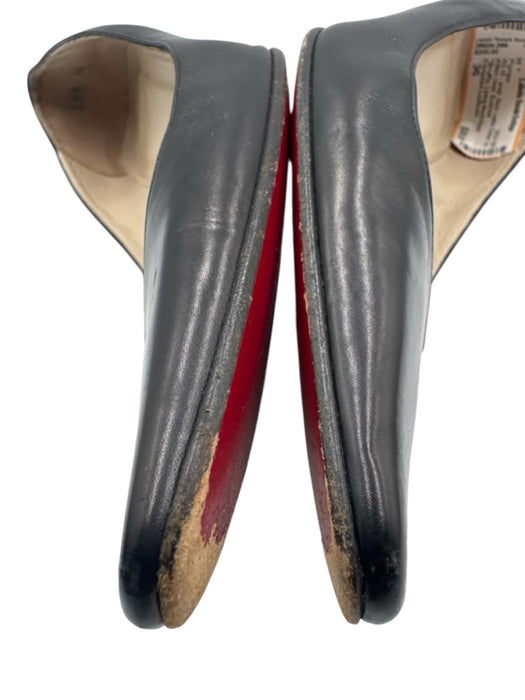 Christian Louboutin Shoe Size 36 Black Leather Pointed Toe Kitten Heel Pumps Black / 36