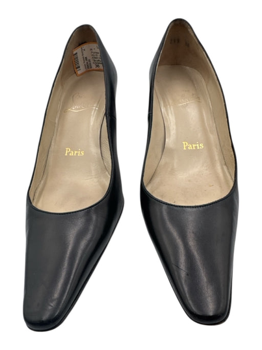 Christian Louboutin Shoe Size 36 Black Leather Pointed Toe Kitten Heel Pumps Black / 36