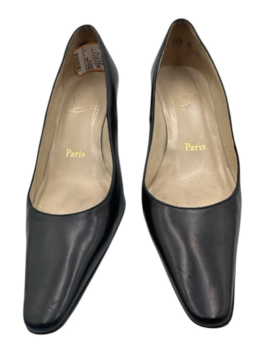 Christian Louboutin Shoe Size 36 Black Leather Pointed Toe Kitten Heel Pumps Black / 36
