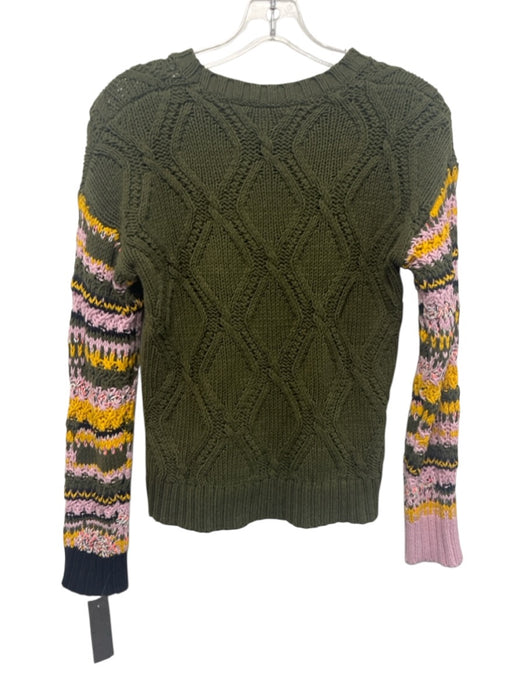 Lisa Todd Size XS Green, Pink, Yellow Cotton Blend Long Sleeve Crochet Sweater Green, Pink, Yellow / XS