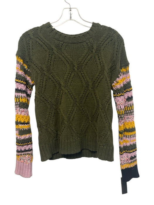 Lisa Todd Size XS Green, Pink, Yellow Cotton Blend Long Sleeve Crochet Sweater Green, Pink, Yellow / XS