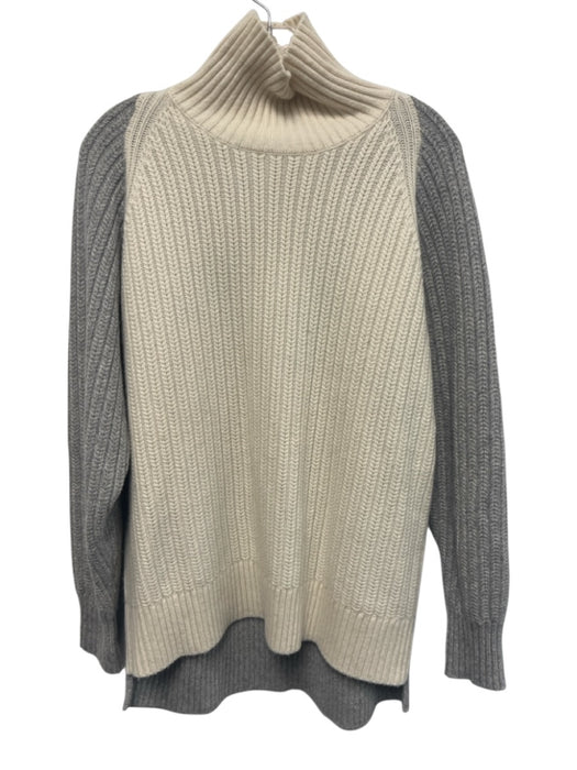 Rosetta Getty Size Small Cream & Gray Cashmere Long Sleeve Colorblock Sweater Cream & Gray / Small