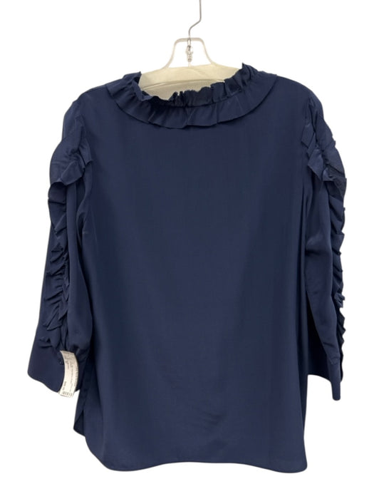SeeByChloe Size 42 Navy Silk Long Sleeve Ruffles Top Navy / 42