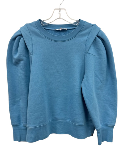 Frame Size M Blue Cotton & Polyester Long Sleeve Crew Neck Puff Shoulder Sweater Blue / M