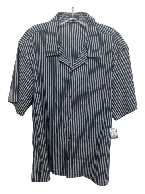 Theory Like New Size XL Blue & White Cotton Striped Front Pocket Short Sleeve XL