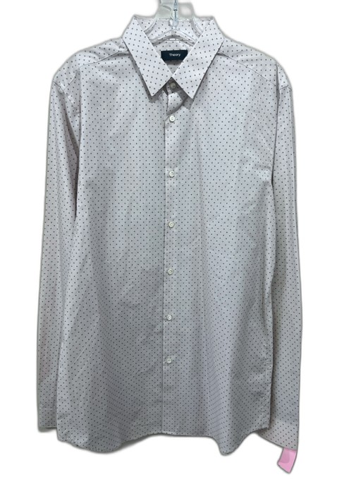 Theory Size L White & Blue Cotton All Over Print Button Down Long Sleeve Shirt White & Blue / L