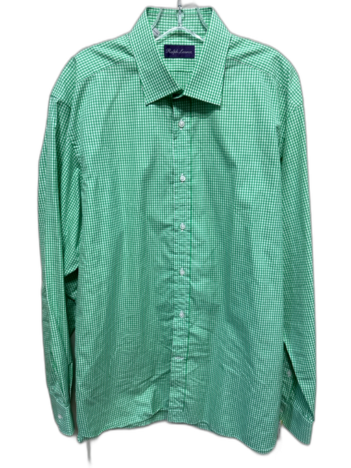 Ralph Lauren Purple Size 17 Green & White Cotton Plaid Men's Long Sleeve Shirt Green & White / 17