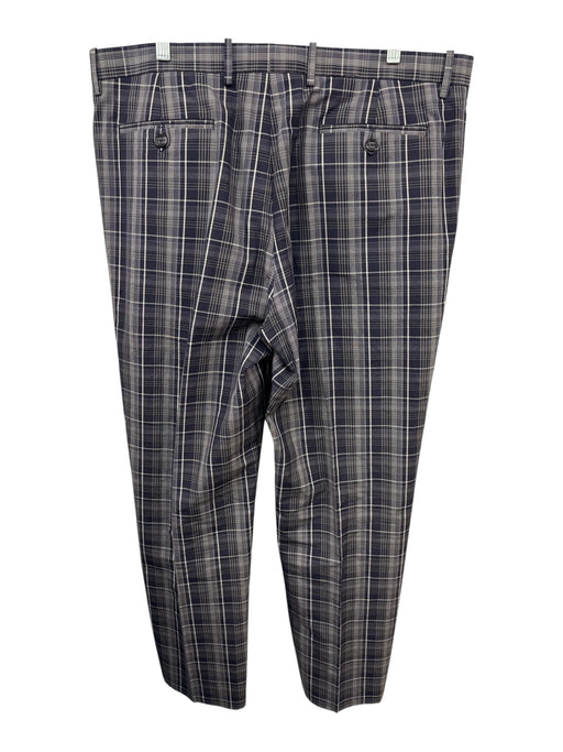 Etro Size 56 Navy & White Cotton Plaid Khaki Men's Pants Navy & White / 56