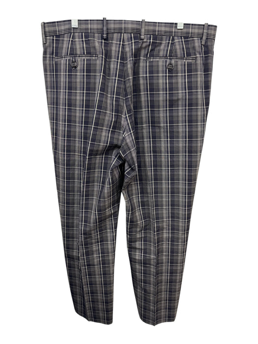 Etro Size 56 Navy & White Cotton Plaid Khaki Men's Pants Navy & White / 56