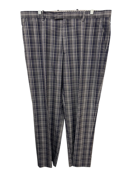 Etro Size 56 Navy & White Cotton Plaid Khaki Men's Pants Navy & White / 56