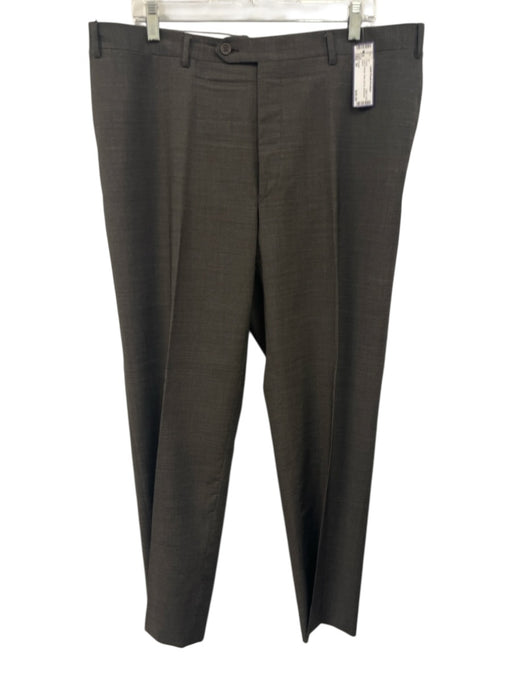Canali Size 58 Gray & Brown Wool Zip Fly Men's Pants Gray & Brown / 58