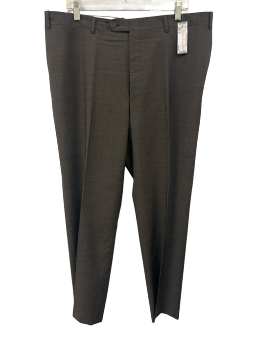 Canali Size 58 Gray & Brown Wool Zip Fly Men's Pants Gray & Brown / 58