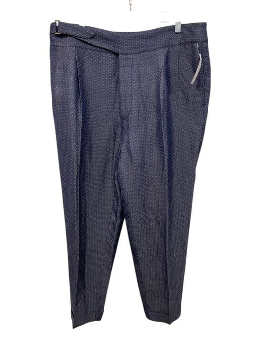 Giorgio Armani Size 54R Blue & White Viscose Blend All Over Print Zip Fly Pants Blue & White / 54R