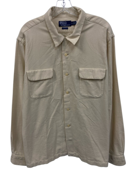Polo Size XL Beige Cotton Solid Button Down Men's Long Sleeve Shirt Beige / XL