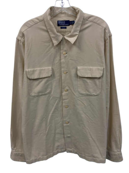 Polo Size XL Beige Cotton Solid Button Down Men's Long Sleeve Shirt Beige / XL