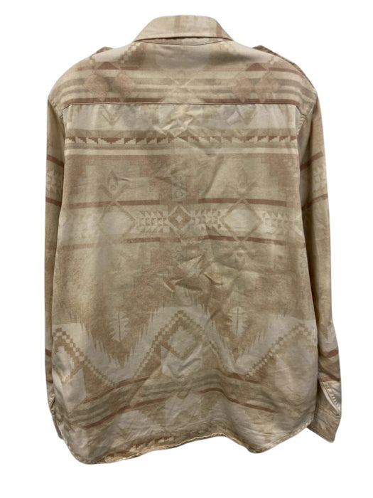 Polo Size L Beige & Multi Color Cotton All Over Print Men's Long Sleeve Shirt Beige & Multi Color / L