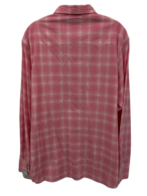 Polo Size XL Pink & White Cotton Plaid Button Down Men's Long Sleeve Shirt Pink & White / XL