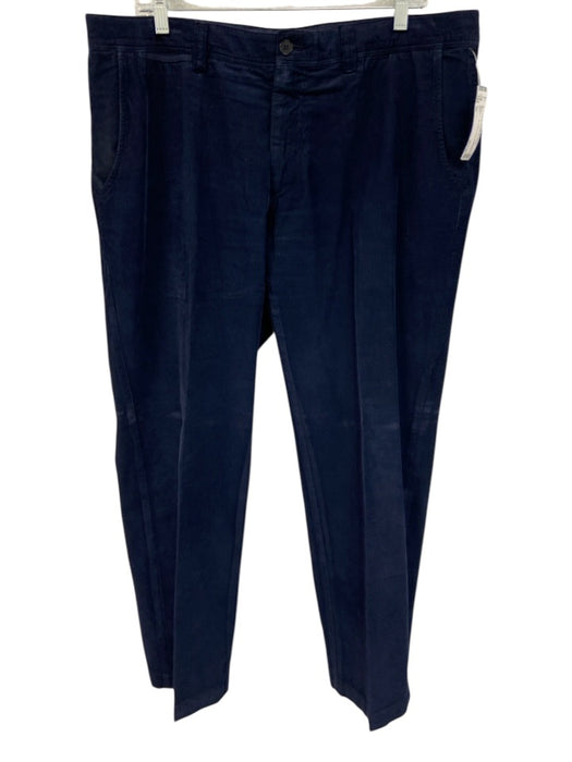 Ferragamo Size 56 Navy Blue Cotton Solid Men's Pants Navy Blue / 56