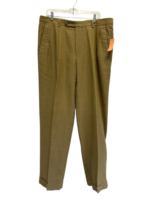 Zegna Size 38 Tan Cotton Blend Solid Pleats Khakis Men's Pants Tan / 38