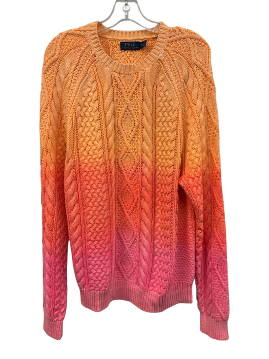 Polo Size XL Orange & Pink Cotton Gradient Knit Men's Sweater Orange & Pink / XL