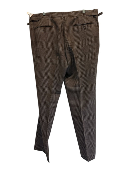 Tom Ford Size 58R Brown Wool Houndstooth Side Tabs Men's Pants Brown / 58R