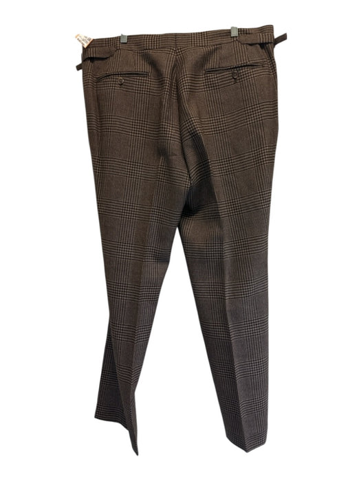 Tom Ford Size 58R Brown Wool Houndstooth Side Tabs Men's Pants Brown / 58R
