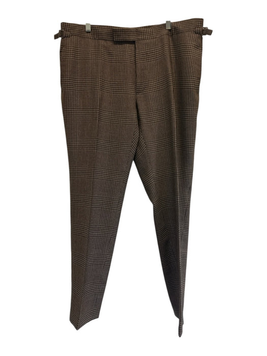 Tom Ford Size 58R Brown Wool Houndstooth Side Tabs Men's Pants Brown / 58R
