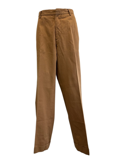 Brunello Cucinelli Size 56 Dark Tan Cotton Solid Cuffed Men's Pants Dark Tan / 56
