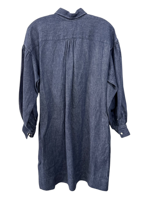 Ann Mashburn Size M Dark Wash Denim 3/4 Puffed Sleeve Button Neck Pockets Dress Dark Wash / M
