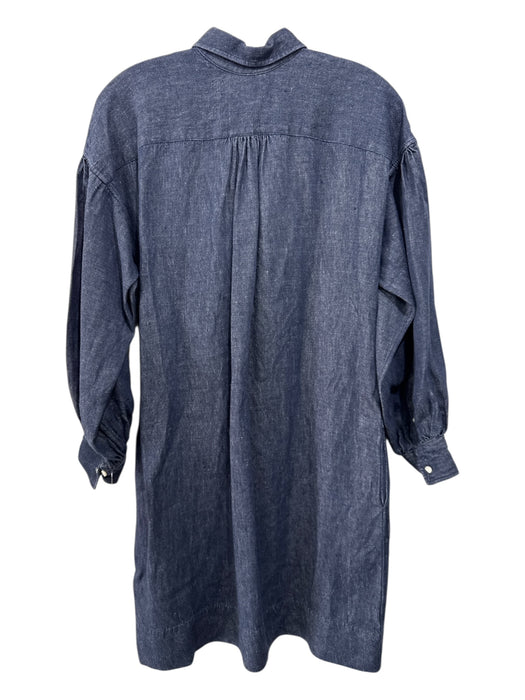 Ann Mashburn Size M Dark Wash Denim 3/4 Puffed Sleeve Button Neck Pockets Dress Dark Wash / M