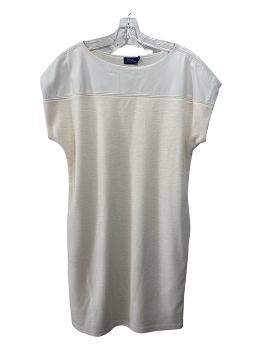 Polo Ralph Lauren Size M Cream Wool Blend Lamb Leather Detail Short Sleeve Dress Cream / M