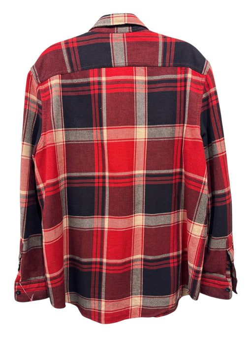 Polo Ralph Lauren Size M Red, Black & Beige Cotton Flannel Plaid Overshirt Top Red, Black & Beige / M