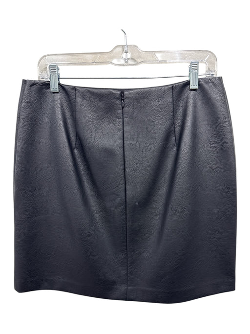 Club Monaco Size 10 Black Viscose & Polyester Faux Leather Zip Back Mini Skirt Black / 10