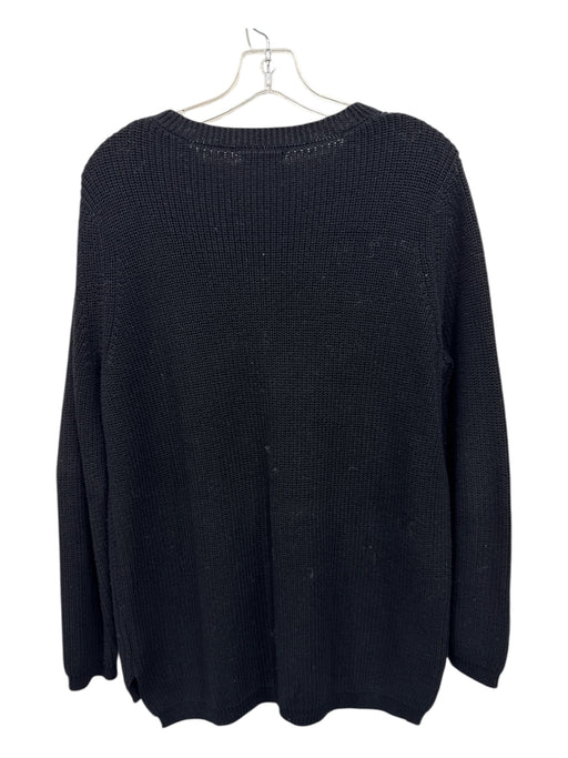 525 Size M Black Cotton Knit Long Sleeve Sweater Black / M