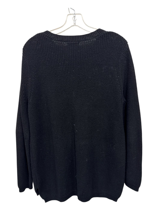 525 Size M Black Cotton Knit Long Sleeve Sweater Black / M