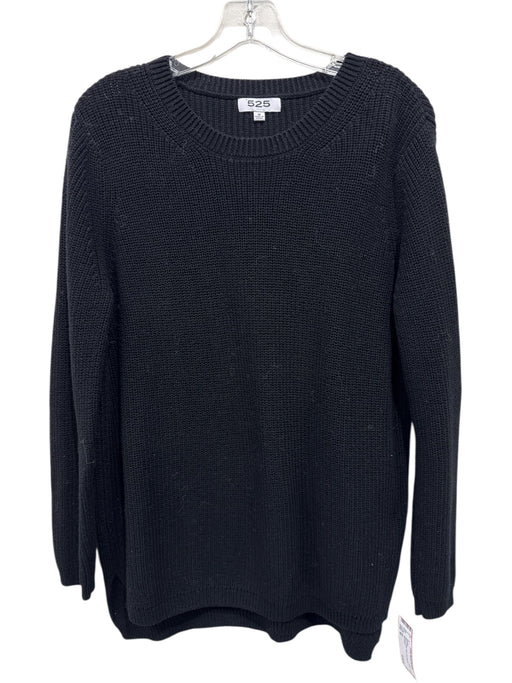 525 Size M Black Cotton Knit Long Sleeve Sweater Black / M