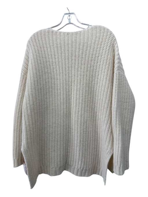 Alicia Adams Size L Cream Baby Alpaca Knit V Neck Long Sleeve Sweater Cream / L