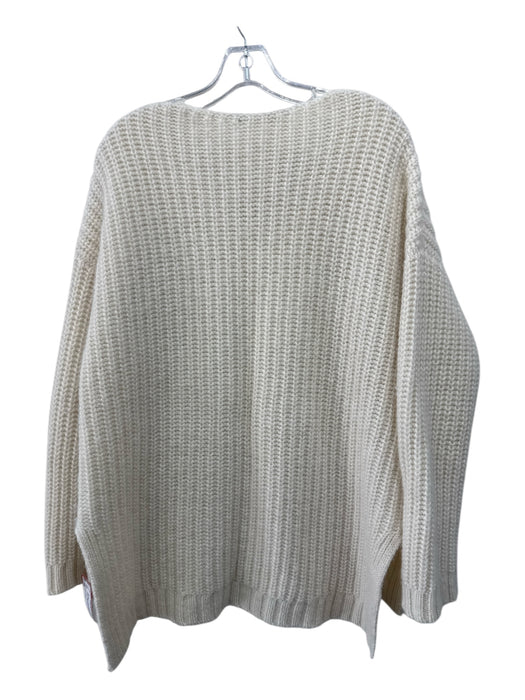 Alicia Adams Size L Cream Baby Alpaca Knit V Neck Long Sleeve Sweater Cream / L