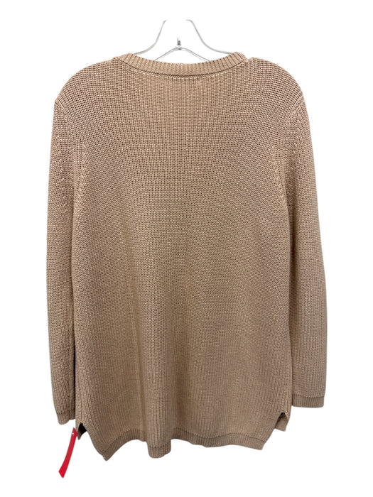 525 Size M Beige Cotton Knit Crew Neck Long Sleeve Sweater Beige / M
