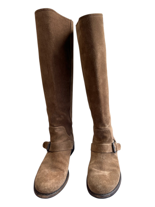 Bottega Veneta Shoe Size 39 Brown Suede round toe Exposed Zip Top Buckle Boots Brown / 39