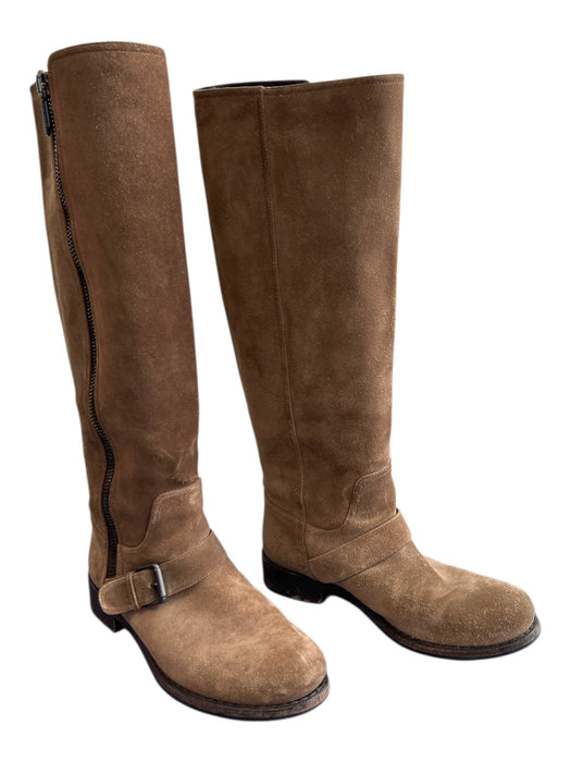 Bottega Veneta Shoe Size 39 Brown Suede round toe Exposed Zip Top Buckle Boots Brown / 39