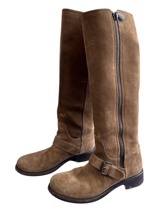 Bottega Veneta Shoe Size 39 Brown Suede round toe Exposed Zip Top Buckle Boots Brown / 39