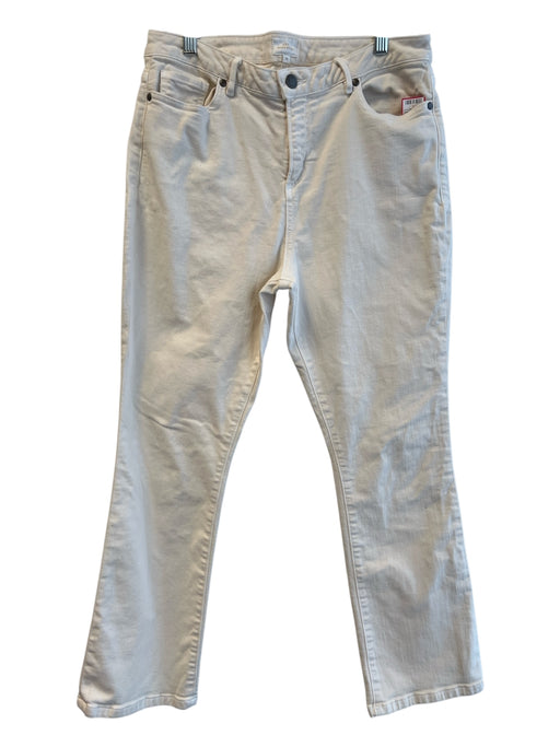 Ann Mashburn Size 31 Cream Cotton Blend Mid Rise 5 Pocket Straight Leg Jeans Cream / 31