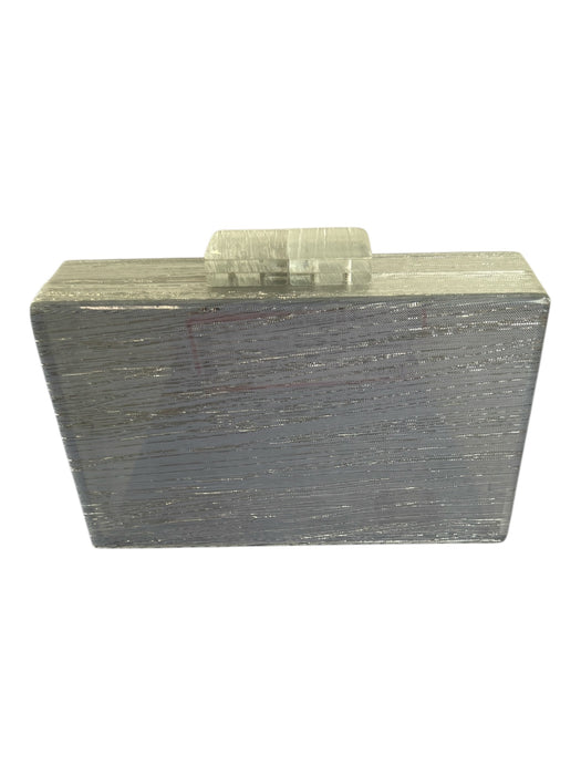 No Brand Silver Plastic Small Metallic Top Opening Hinge on bottom Clutch Silver