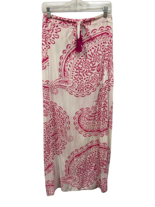 Calypso St. Barth Size L White & Pink Polyester Paisley Print Skirt Set White & Pink / L