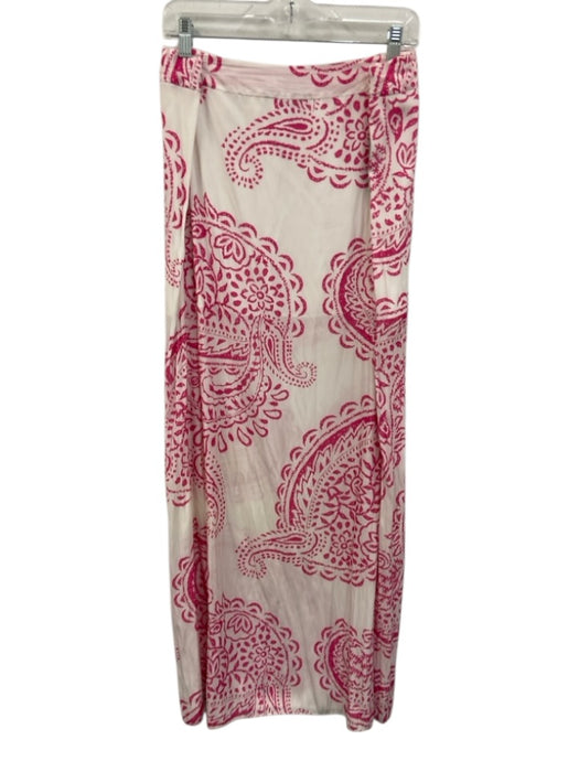 Calypso St. Barth Size L White & Pink Polyester Paisley Print Skirt Set White & Pink / L