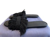 Pawuamba Shoe Size 9 Black Leather Fringe Square Toe Flat Slide Shoes Black / 9